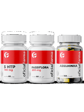 5 Htp 100Mg 60 Cápsulas + Passiflora 200Mg 60 Cápsulas + Termogênico Abelhinha 120 Cápsulas