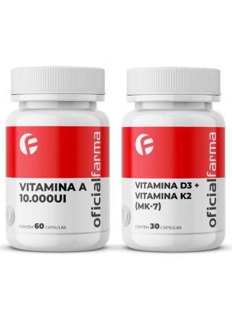Saúde dos olhos e ossos - Vitamina D3 + Vitamina K2 (Mk-7) + Vitamina A 